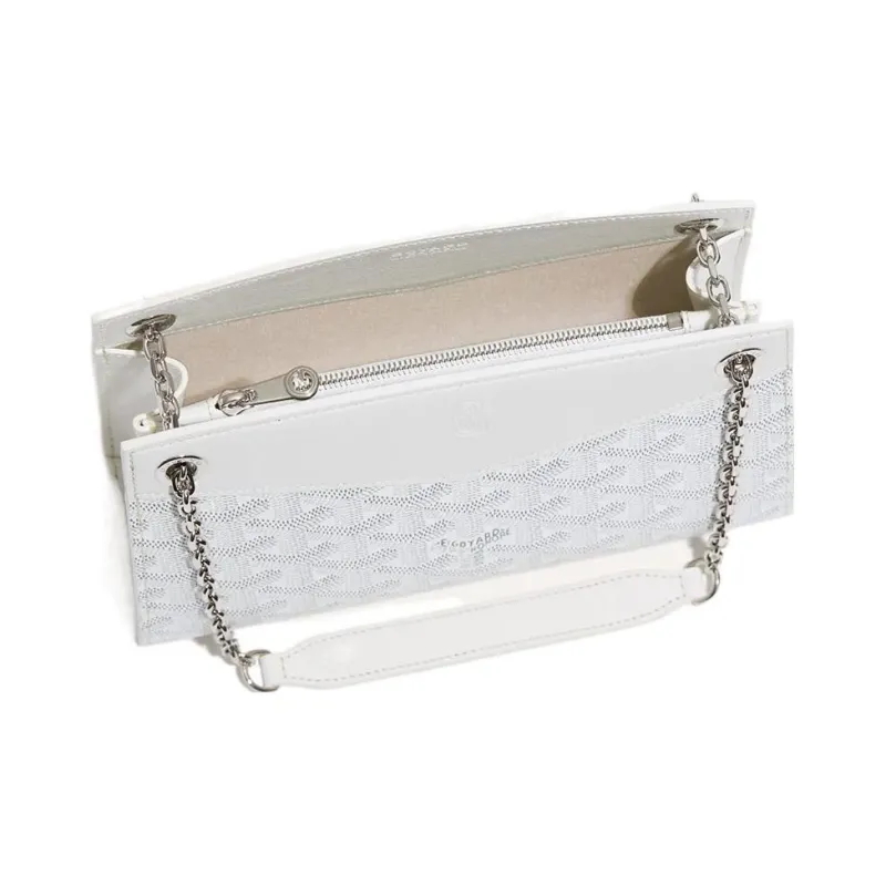 GOYARD Rouette Canvas With Leather Tote Chain Bag Shoulder Bag Women's White-3
