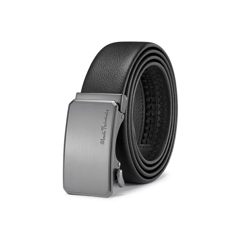 FAIRWHALE New Arrival Top Layer Plain Weave Leather, Automatic Buckle Alloy Leather Belts Men's Width 3.5CM-0