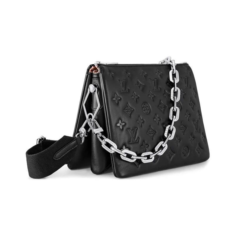 LOUIS VUITTON Coussin Sheepskin Shoulder Bag Crossbody Bag Small Size Women's Black-1