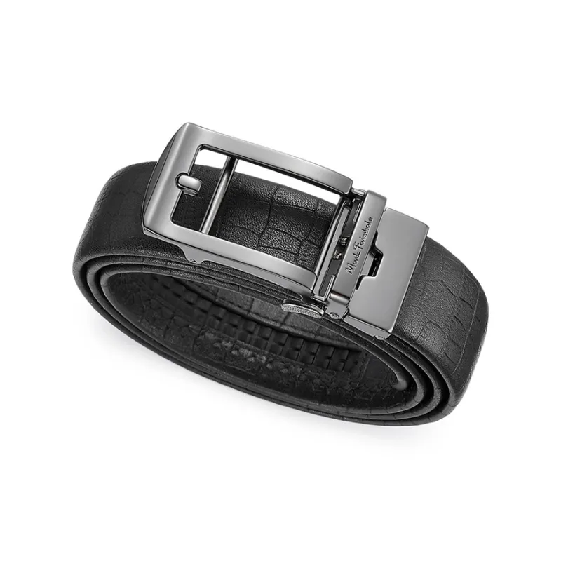 FAIRWHALE Automatic Buckle Crocodile Pattern With Body Design, Trendy Alloy Leather Belts Men's Width 3.5CM-3