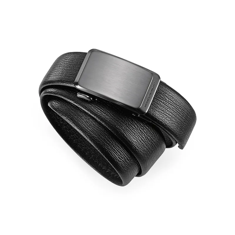 FAIRWHALE Bullhead Layer, Shark Pattern Strap, Automatic Buckle Genuine Leather Belts Men's Width 3.5CM-4