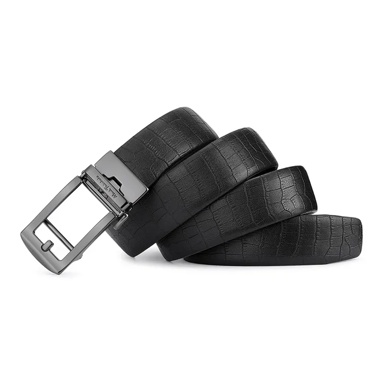 FAIRWHALE Automatic Buckle Crocodile Pattern With Body Design, Trendy Alloy Leather Belts Men's Width 3.5CM-2