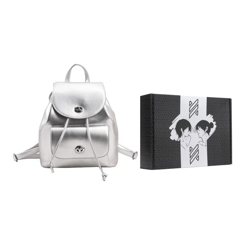 NOMK PU Chain Bag, Crossbody Bag, Shoulder Bag, Small Square Bag, Backpack Regular Women's Silver-6