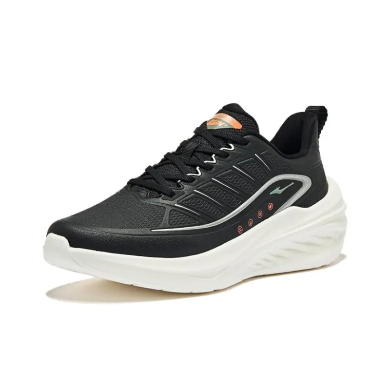 Erke Cushioning Anti Slip And Wear Resistant Low Top Casual Running Shoes Men's Jet Black Bright Silver-2
