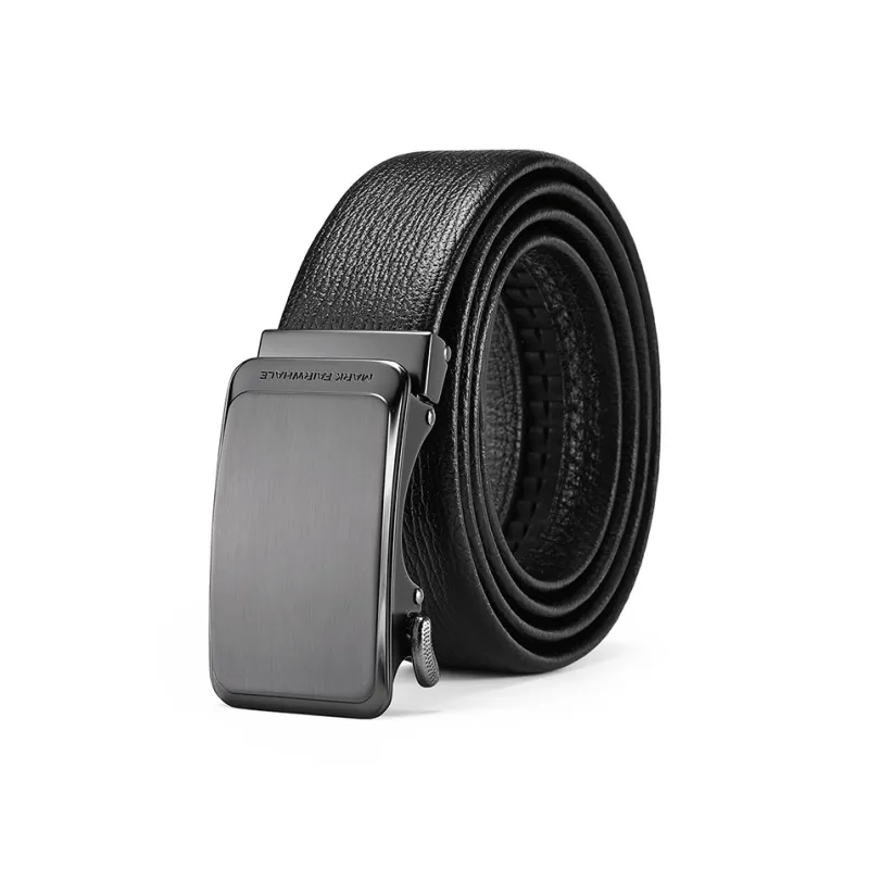 FAIRWHALE Bullhead Layer, Shark Pattern Strap, Automatic Buckle Genuine Leather Belts Men's Width 3.5CM-0