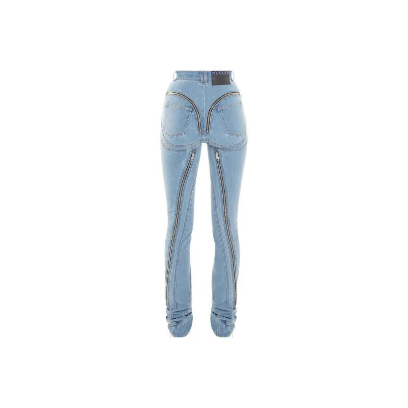 Mugler Spiral High rise Zip embellished Skinny Jeans-1