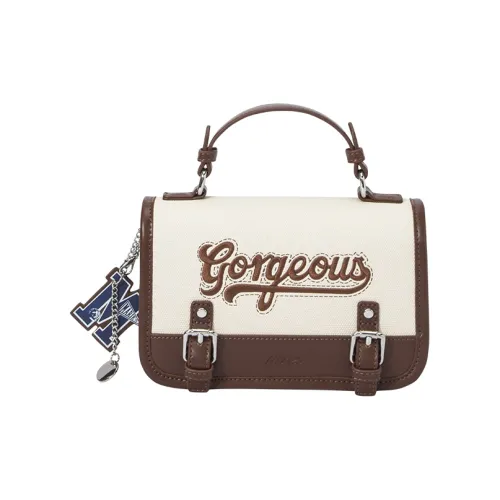 SEM/R Marley PU Handbag Shoulder Bag Crossbody Bag Messenger Bag Small Size Women's Coffee White Tones/dark Green