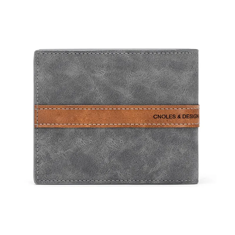 CNOLES Synthetic Leather Coin Purse Money Clip Card Holder Wallet Men's Dreamy Gray-4