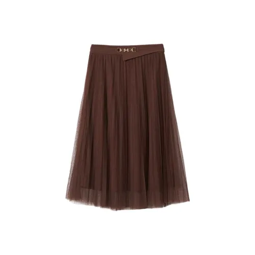 YINER GoodLand Casual Long Skirts Women's Brown