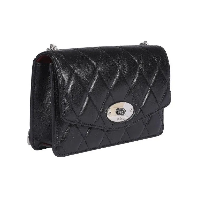 Mulberry Darley Quilting Shimmer Calfskin Shoulder Bag Crossbody Bag Regular Women's Black-2