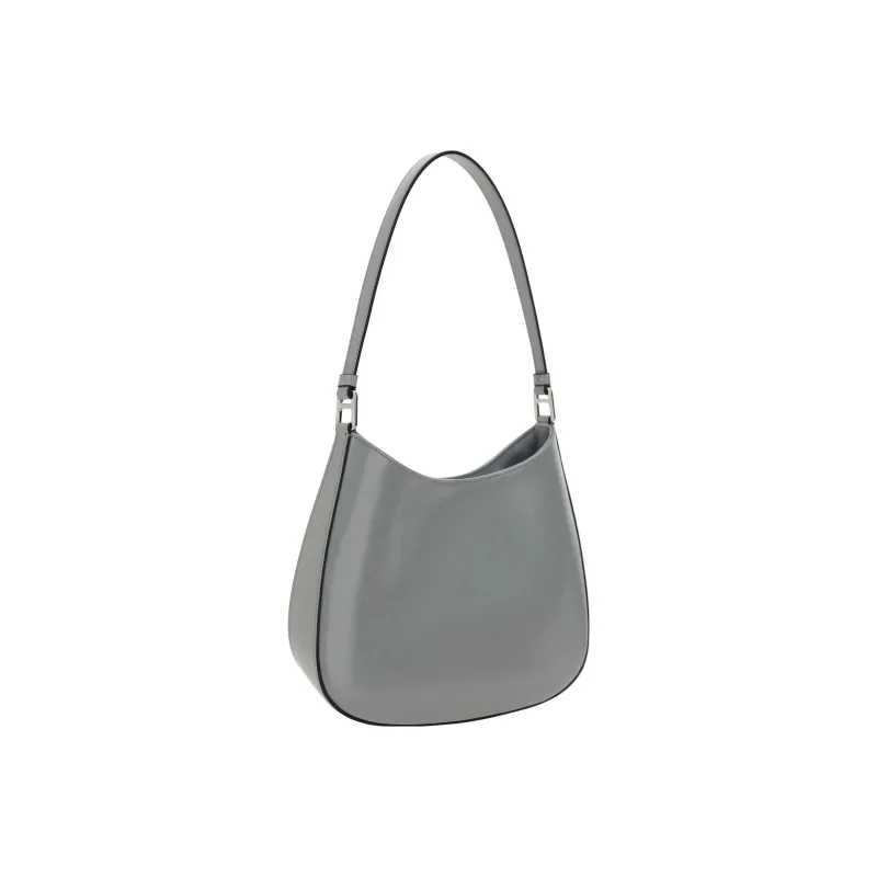 PRADA Cleo Shiny Leather Crescent Bag Handbag Shoulder Bag Women's Gray-2