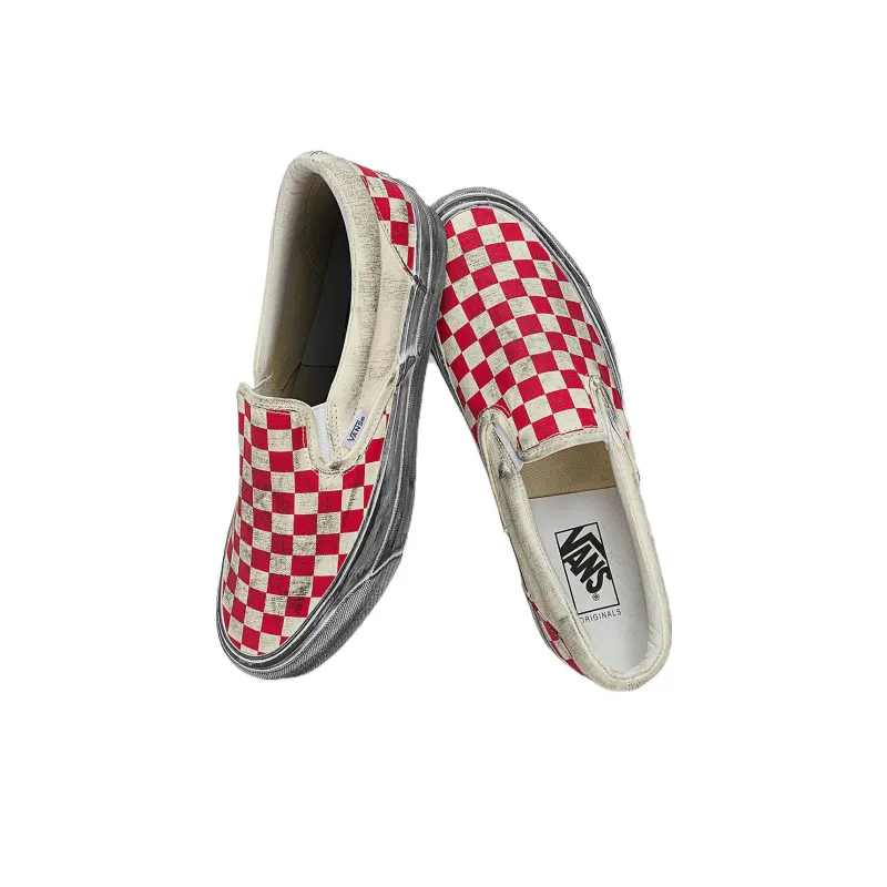 Vans Vault Ua Og Classic Slip On Lx Stressed Red Checkerboard-3
