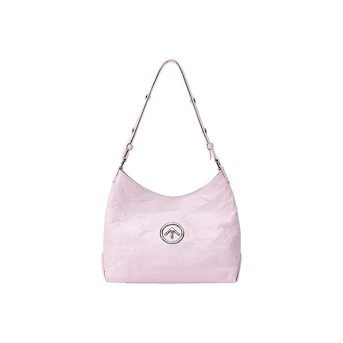 GROTTO Hobo Series Sheepskin One Shoulder Crossbody Soft Bag Regular Unisex Cherry Pink-1
