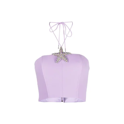 David Koma Crystal Starfish Halterneck Crop Top