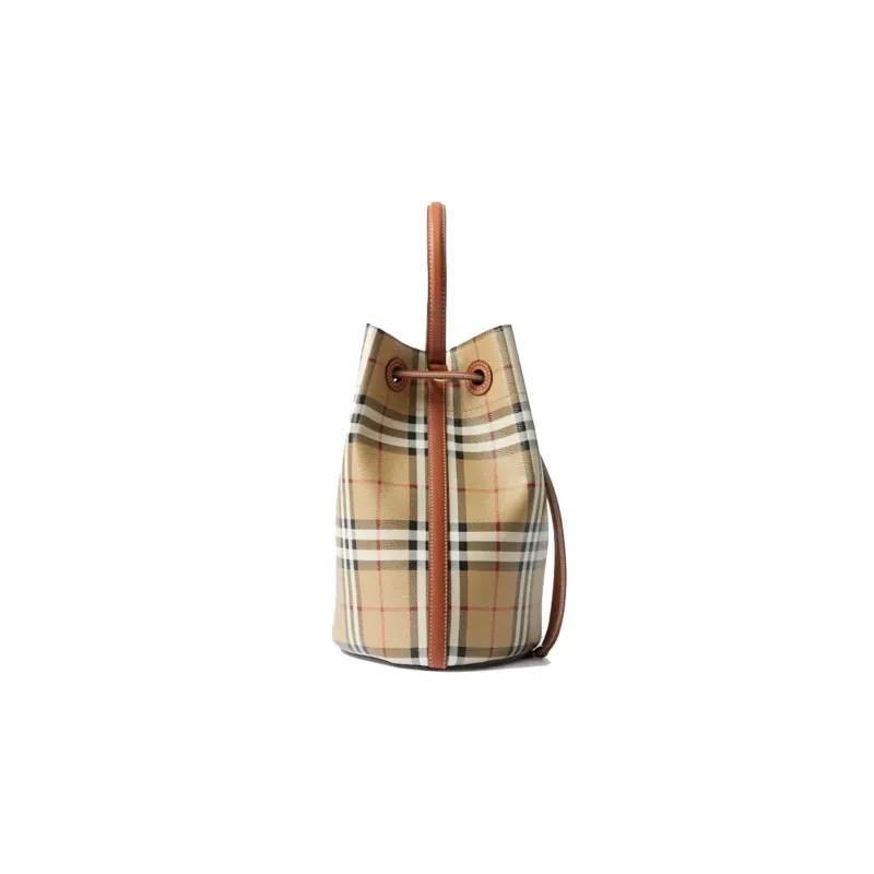 Burberry Polyurethane Bucket Bag, Shoulder Bag, Crossbody Bag Small Size Women's Archive Beige/Briarwood Brown-1