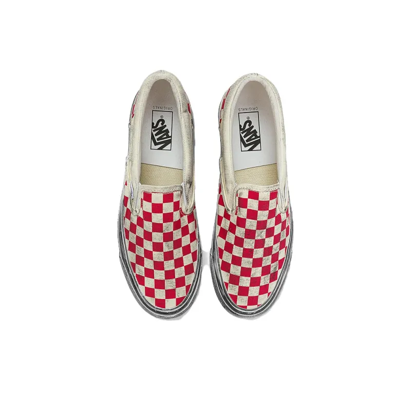 Vans Vault Ua Og Classic Slip On Lx Stressed Red Checkerboard-2