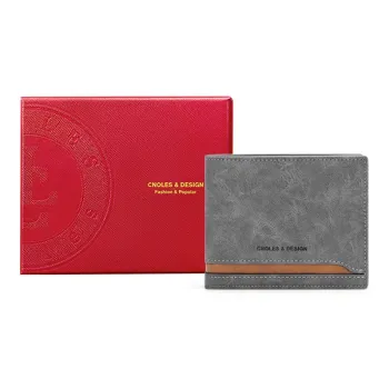 CNOLES Synthetic Leather Money Clip Coin Purse Card Holder Wallet Men's Dreamy Gray