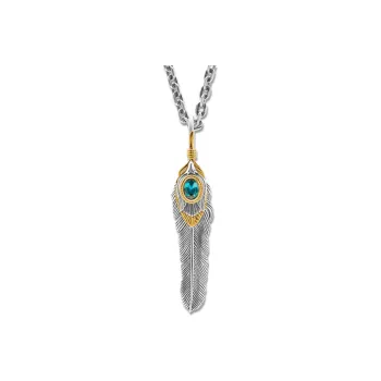 ROCK&RIDE 925 Sterling Silver With Blue Spinel Inlay Charm/Pendant Unisex