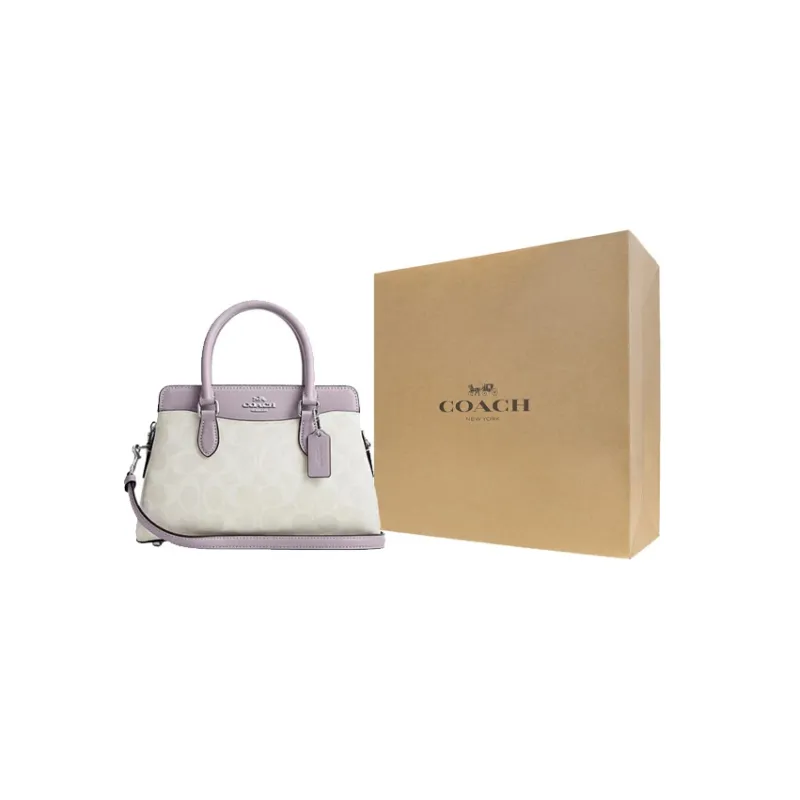 COACH Darcie PVC Tote Bag, Shopping Bag, Shoulder Bag, Crossbody Bag, Handbag Mini Women's Purple & White-6