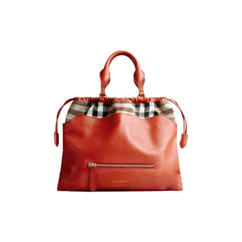 Burberry Cow Leather Handbag Crossbody Bag Regular Women's Orange Red