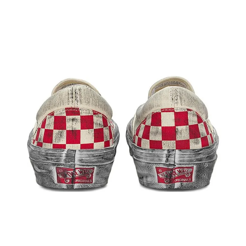 Vans Vault Ua Og Classic Slip On Lx Stressed Red Checkerboard-4