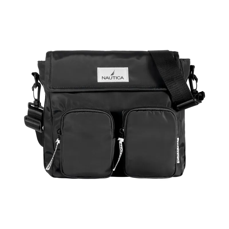 NAUTICA Nylon Shoulder Bag Crossbody Bag Regular Unisex Black/Royal Blue-0