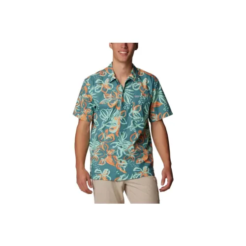 Columbia Shirts Men Blue/Green