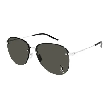 SAINT LAURENT Metal Irregular Shape Sunglasses Men's Silver