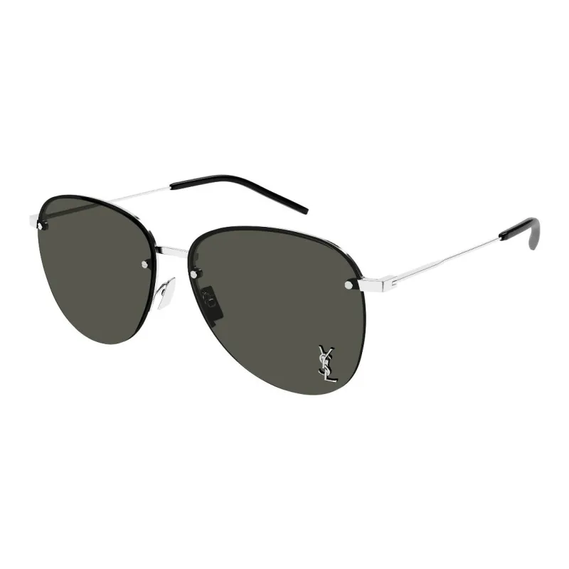 SAINT LAURENT Metal Irregular Shape Sunglasses Men's Silver-0