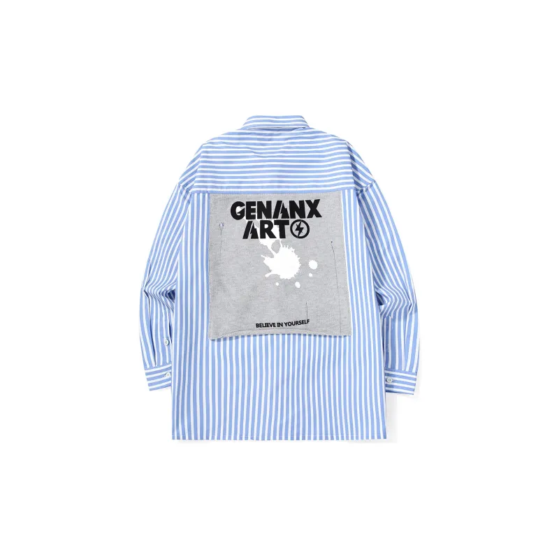 GENANX Shirts Unisex Blue White Stripes-1