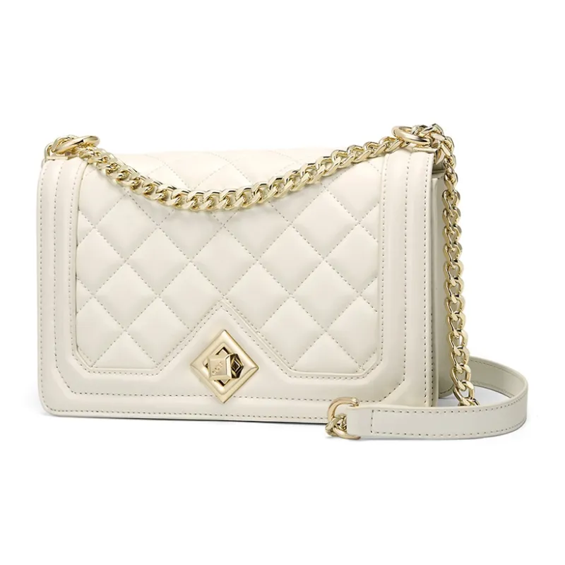 GOLF Cow Leather Shoulder Bag Crossbody Bag Regular Women's Elegant Black/Coconut Milk White-1