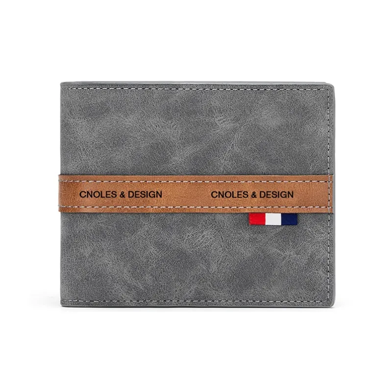 CNOLES Synthetic Leather Coin Purse Money Clip Card Holder Wallet Men's Dreamy Gray-1