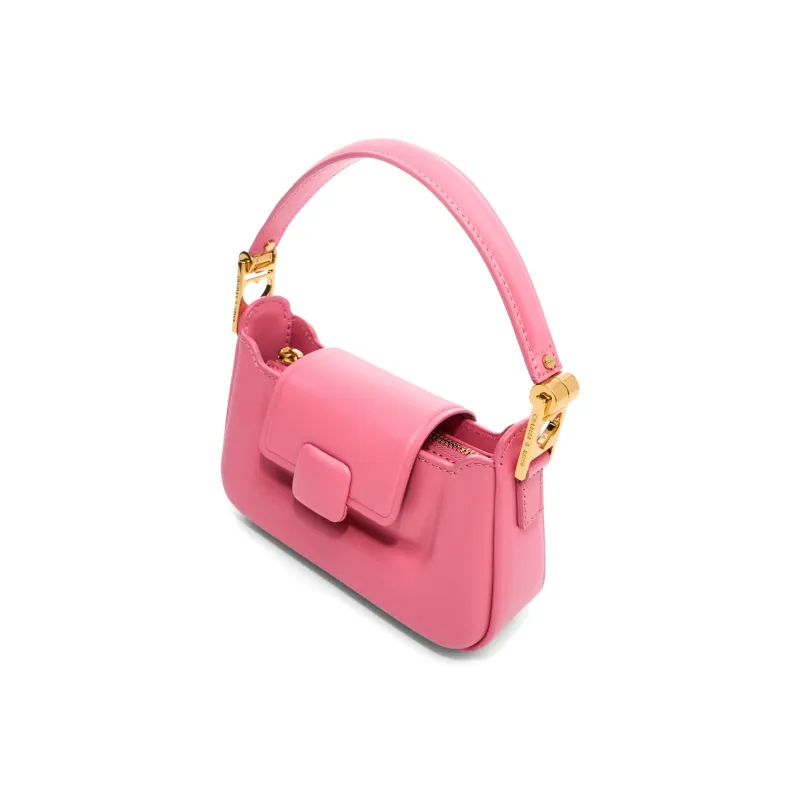 CHARLES&KEITH Cow Leather Handbag, Crossbody Bag Small Size Women's Pink-2