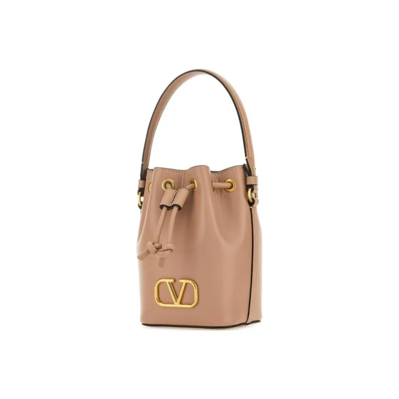 Valentino Soft Sheepskin Bucket Bags Shoulder Bag Crossbody Bag Handbag Mini Women's Flesh Pink-1
