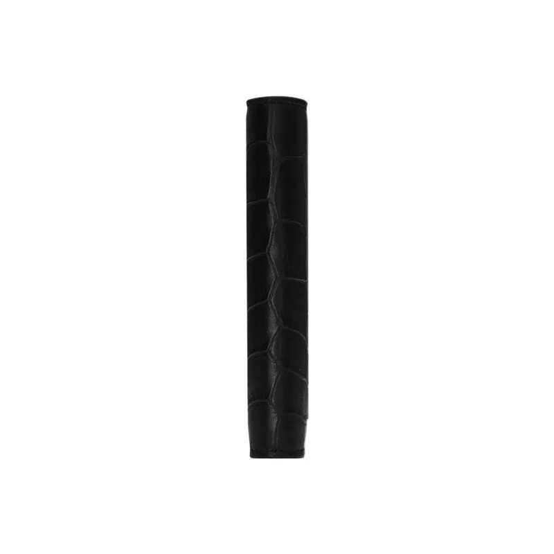 SAINT LAURENT Crocodile Pattern Embossed Matte Calfskin Card Holder Wallet Small Size Men's Black-1