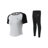 Black Gray Short-Sleeved Shirt+Yoga Pants