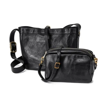 Ace Paul Cow Leather Combo Bag, Shoulder Bag, Crossbody Bag Tubas Unisex Black