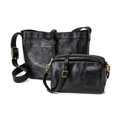 Ace Paul Cow Leather Combo Bag, Shoulder Bag, Crossbody Bag Tubas Unisex Black
