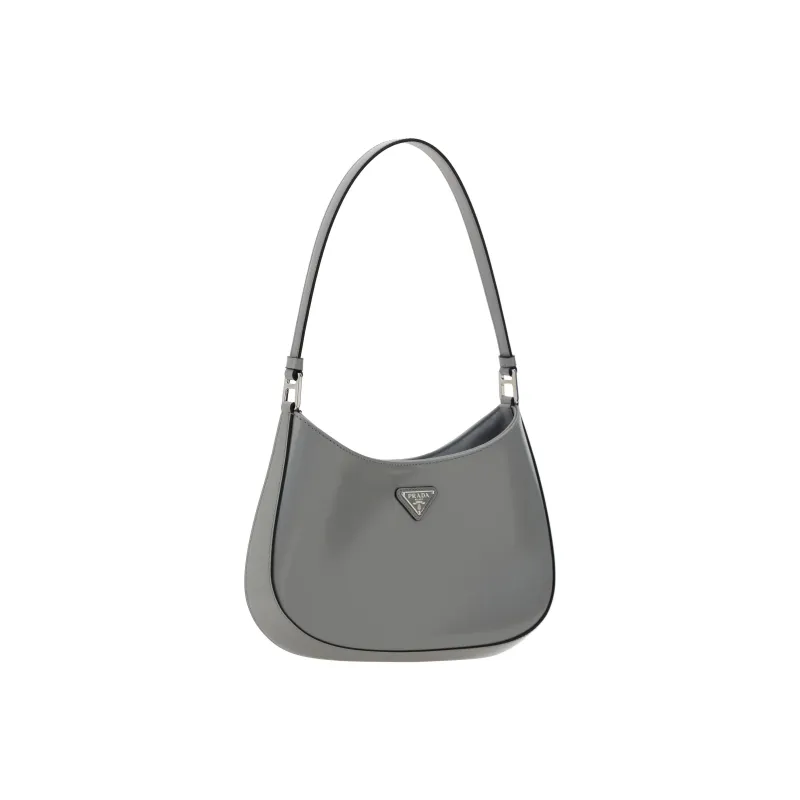 PRADA Cleo Shiny Leather Crescent Bag Handbag Shoulder Bag Women's Gray-1
