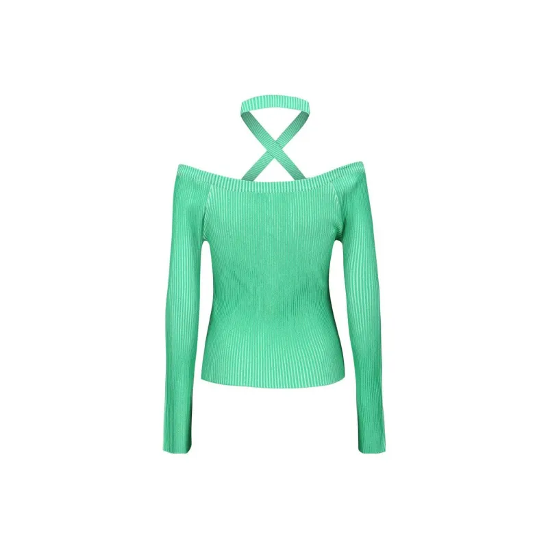 ANDERSSON BELL Ribbed Lace Up Fastened Halterneck Cardigan-1