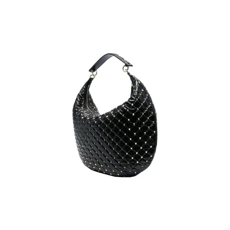 Valentino ROCKSTUD SPIKE Calfskin Portable Crossbody Bag, Shoulder Bag Regular Women's Black-1