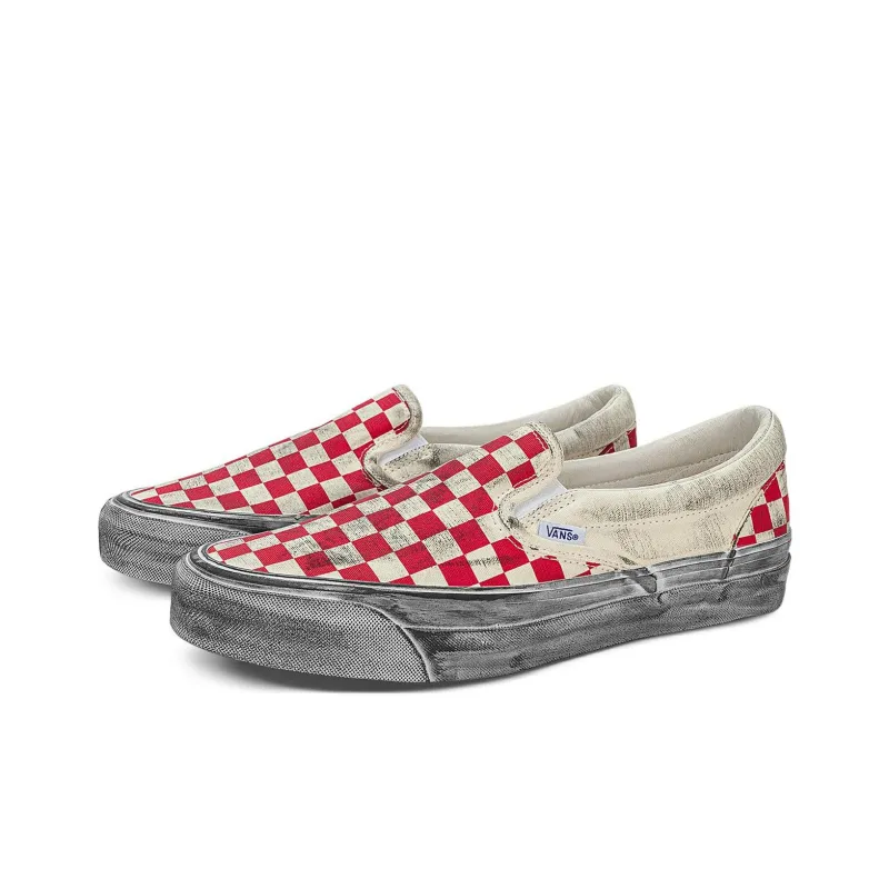 Vans Vault Ua Og Classic Slip On Lx Stressed Red Checkerboard-1