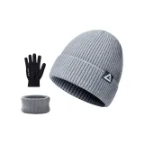 (Gray) Single Hat+Scarves+Gloves