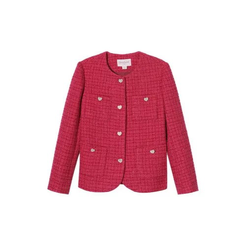 YINER GoodLand Cropped Coats Women's Cherry Red