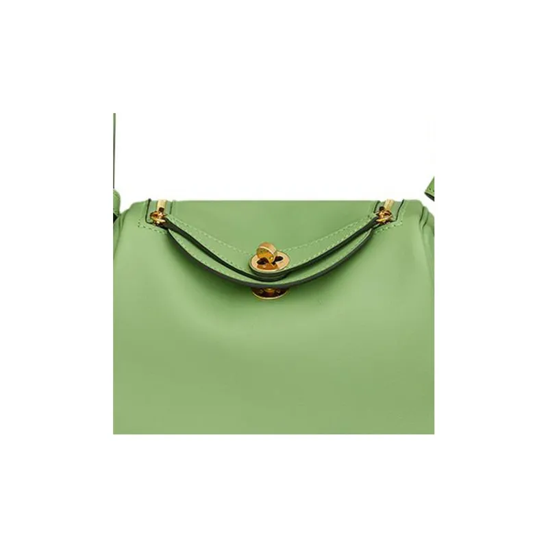 HERMES Lindy Calfskin Handbag, Shoulder Bag, Crossbody Bag Mini Women's Avocado Green-3