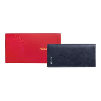 CNOLES Cow Leather Card Holder Wallet Men's Blue/Brown