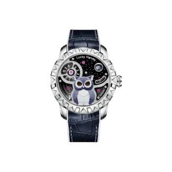 LUCKY HARVEY Owl Series Automatic Mechanical Movement Rubber Strap Watch Men's Watches Black Dial ZLS104