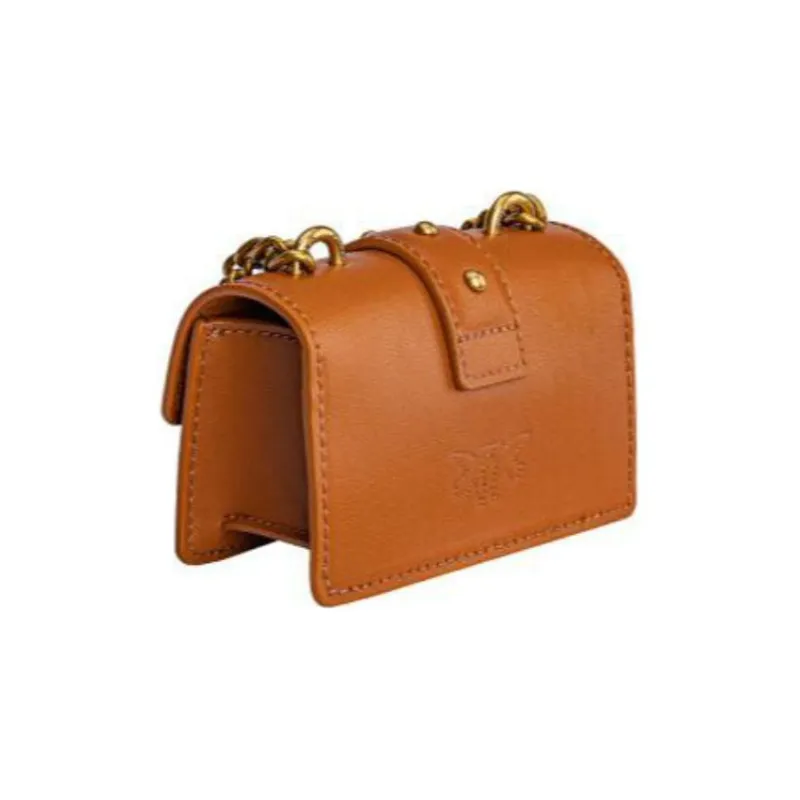 PINKO Leather Swift Bag Shoulder Bag Crossbody Bag Mini Women's Vintage Gold Brown-2