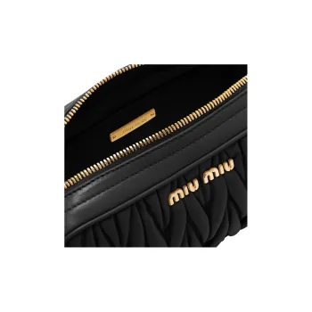 MIU MIU Matelassé Soft Sheep Leather Camera Bags Crossbody Bag Shoulder Bag Women's Black