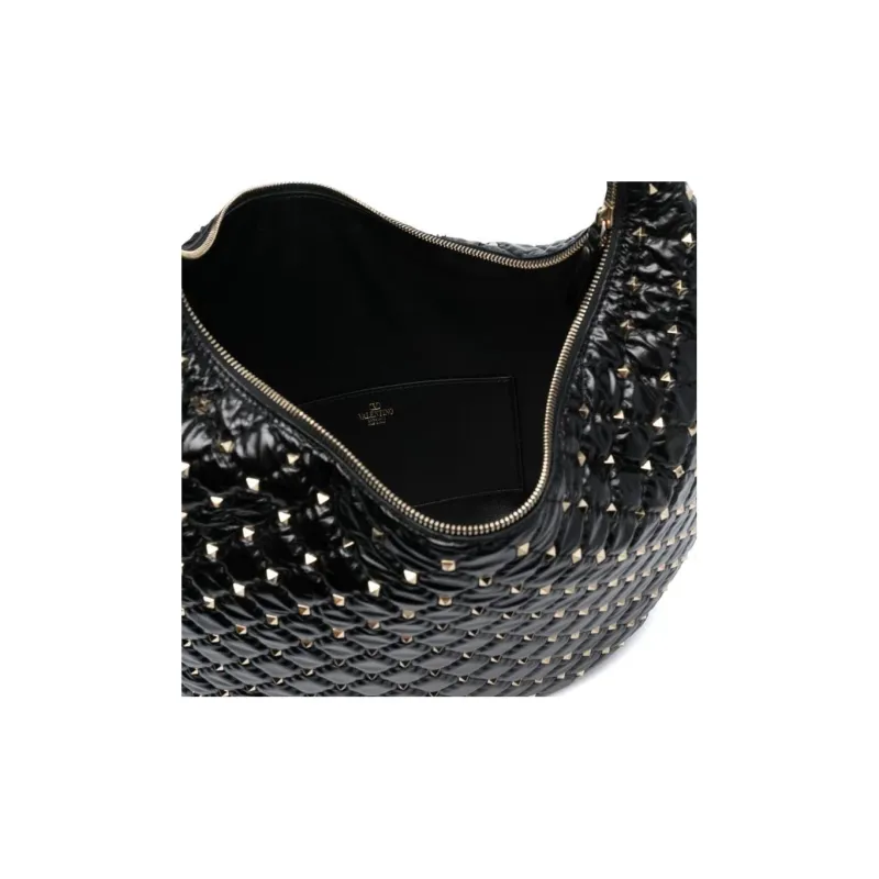 Valentino ROCKSTUD SPIKE Calfskin Portable Crossbody Bag, Shoulder Bag Regular Women's Black-2